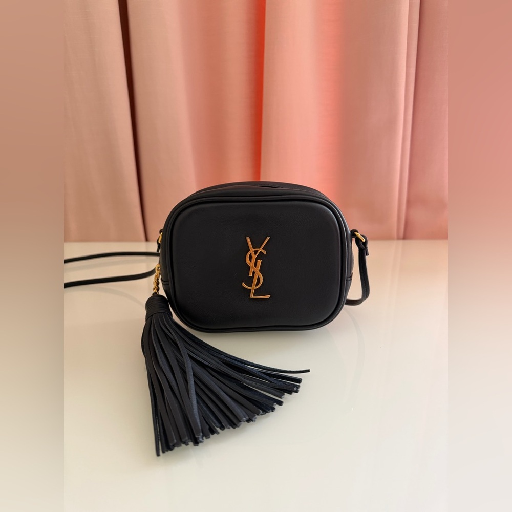 Yves Saint Laurent Dark Navy Blue Leather Crossbody Bag with Tassel